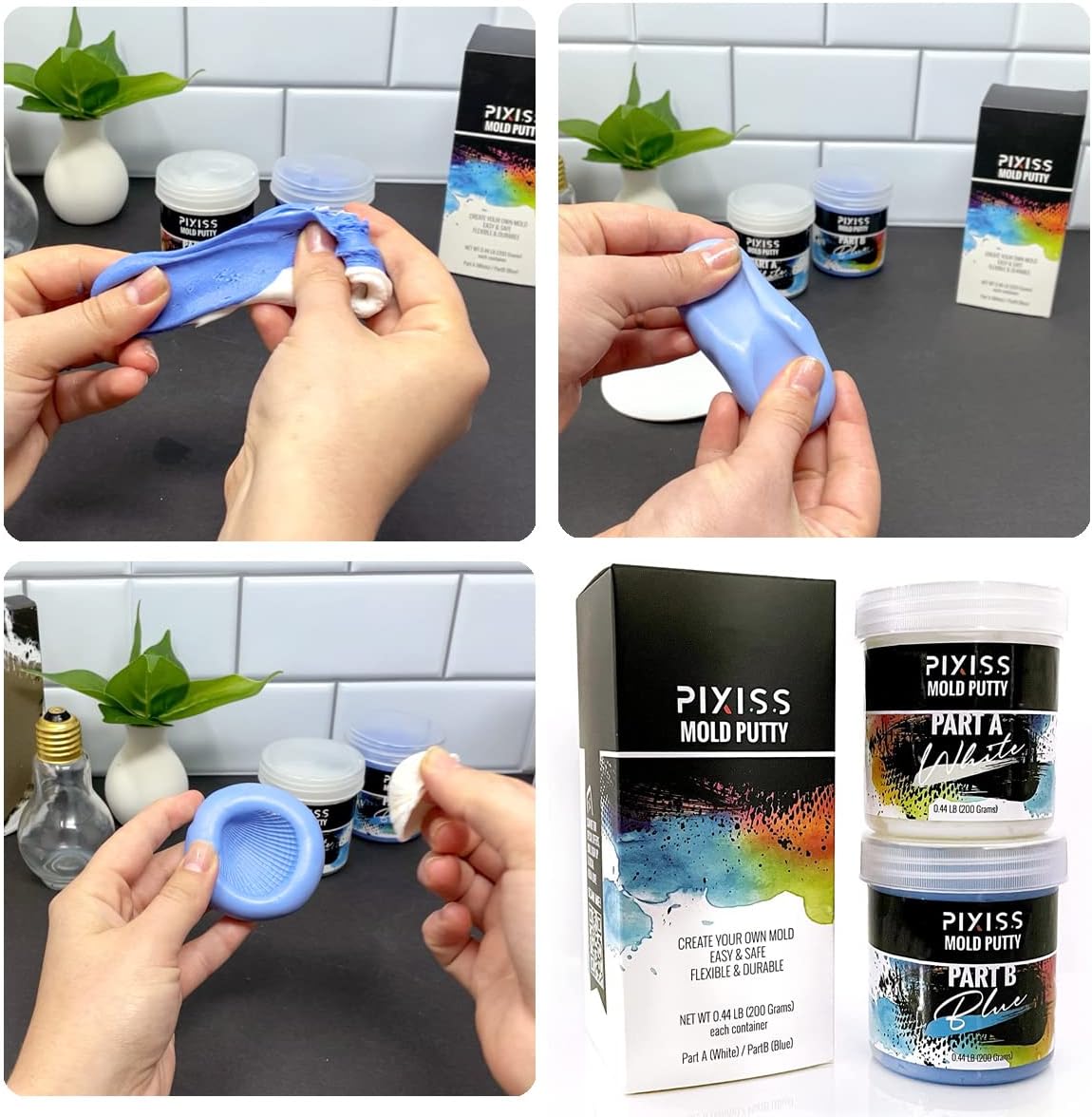 Moldable Putty (2 lbs) Silicone Mold Making Kit - A:B Mold Putty for Creating Casting Molds for Soap Making Supplies, Jewelry Making, Sculpting and More