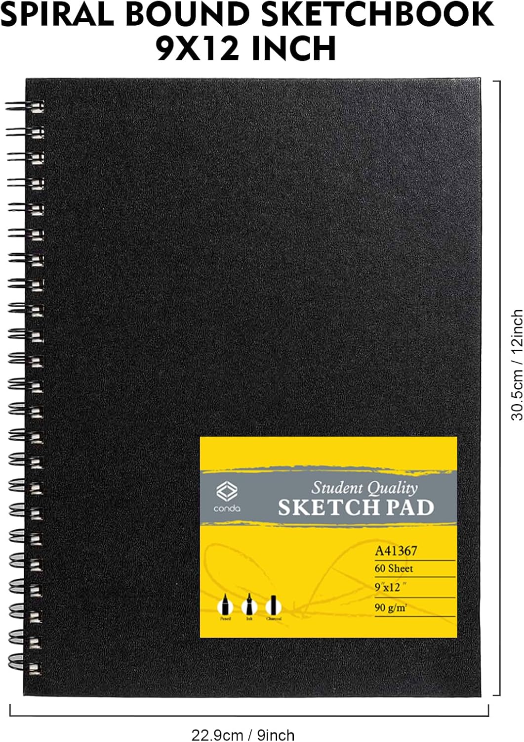 conda 9"x12" Sketch Book Set, 2 Pack, 120 Sheets, Spiral Bound Marker Pad, Durable Acid Free Sketchbook Mixed Media for Beginner Kids Adults Artists - Crafty Corner