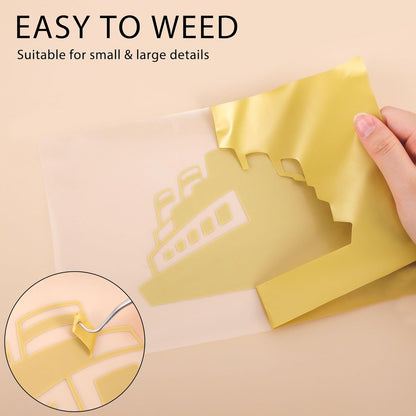 RENLITONG Golden Iron on Vinyl 12Inch by 20ft Roll HTV Heat Transfer Vinyl for T-Shirt HTV Rolls for All Cutter Machine - Easy to Cut & Weed for Heat Transfer Design