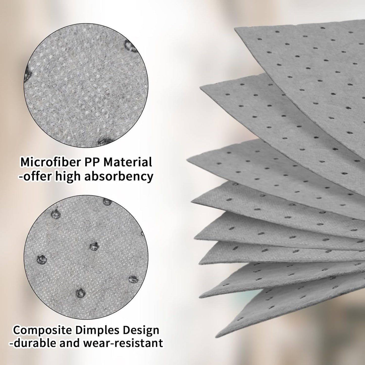 Oil Absorbent Pads Weight Dimpled Pad Garage Accessories Water Absorbent Mat Oil Spill Mat for Oil-Based & Water-Based Fluids Absorbing & Protecting Home Garage Basement (Gray,9.8'' x 13'') (10PCS)