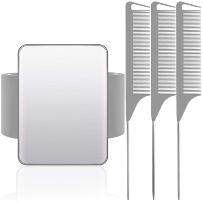 WILLBOND Magnetic Wrist Sewing Pincushion Wrist Magnetic Pin Holder Wristband Pin Cushion Holder with 3 Pcs Stainless Steel Pintail Comb Rat Tail Comb for Hair Clips Hand Sewing(Gray)