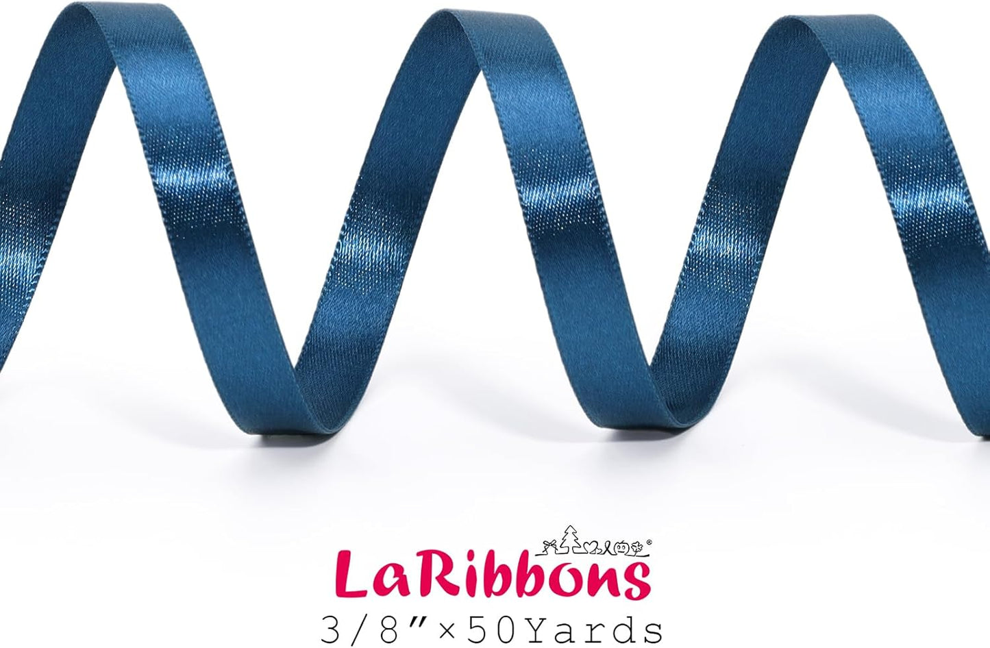 LaRibbons Navy Satin Ribbon 3/8 Inch 50 Yards Thin Luxury Double Faced Blue Silk Ribbon for Flower Bouquet Crafts Gift Wrapping Wedding Bow Decoration - Crafty Corner