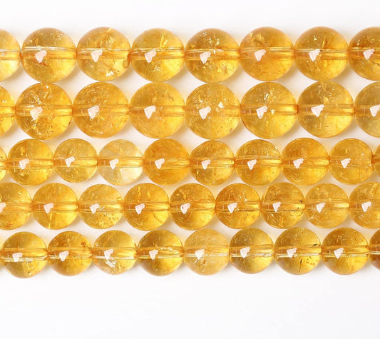6mm 60Pcs Natural Citrine Beads for Jewelry Making Gemstone Round Loose Beads DIY Bracelet Necklace