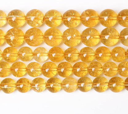 72Pcs 10mm Natural Citrine Beads for Jewelry Making Yellow Crystal Quartz Round Loose Beads DIY Bracelet Necklace Earrings 32" 2 Strands