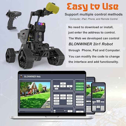 Smart Robot Kit, Robot Building Car kit for Raspberry Pi Python Coding, STEM Programming Robotic Arm Kit with Camera (Not Included Raspberry Pi Board)