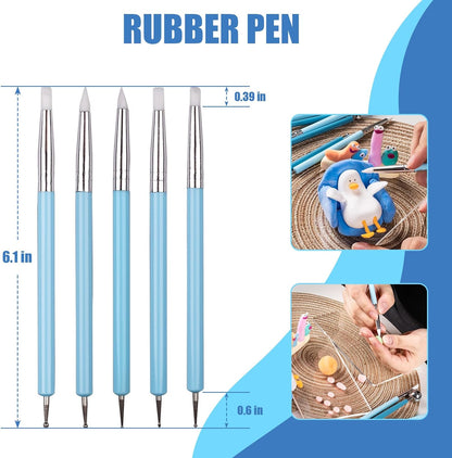 Dotting Tools, Silicone Clay Sculpting Tool, Ceramic Clay Ball Stylus Dot Painting Tools, Pottery Embossing Tool for Rock, Nail, Blending, Drawing, Modeling
