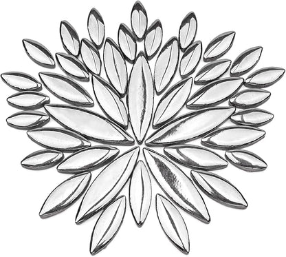 Artspac Petal Ceramic Mosaic Tiles for Crafts, 200g Silver Flower Tiles Mosaic Pieces for Christmas DIY Crafts, Holiday Mosaic Art & Garden Decor