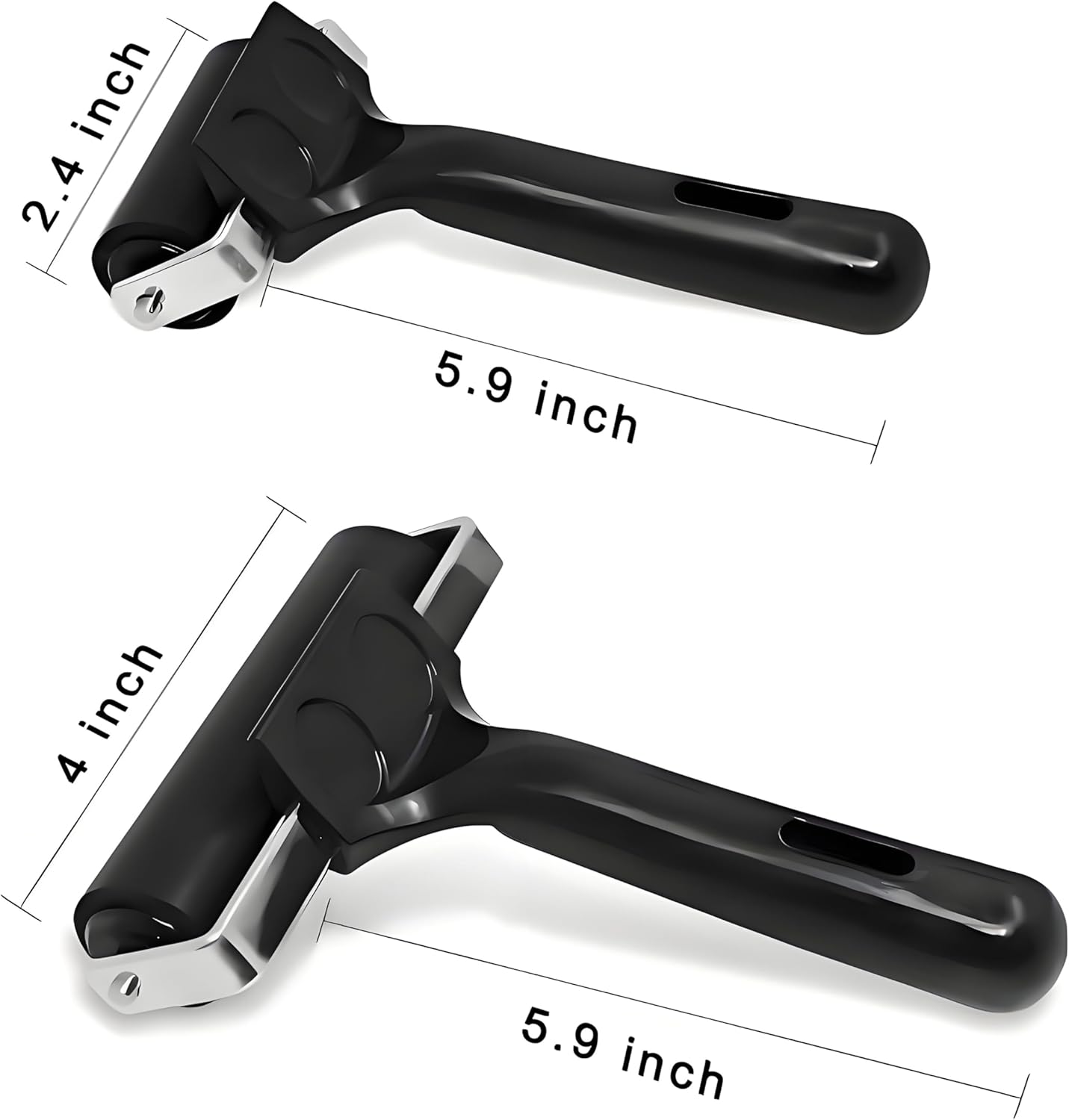 2 Pack Brayer Roller，Professional Rubber rolles ，Handle Comfortable ，for Crafting,Printmaking, Ink, Gluing and Stamping Tools （4+2.4inch）Black
