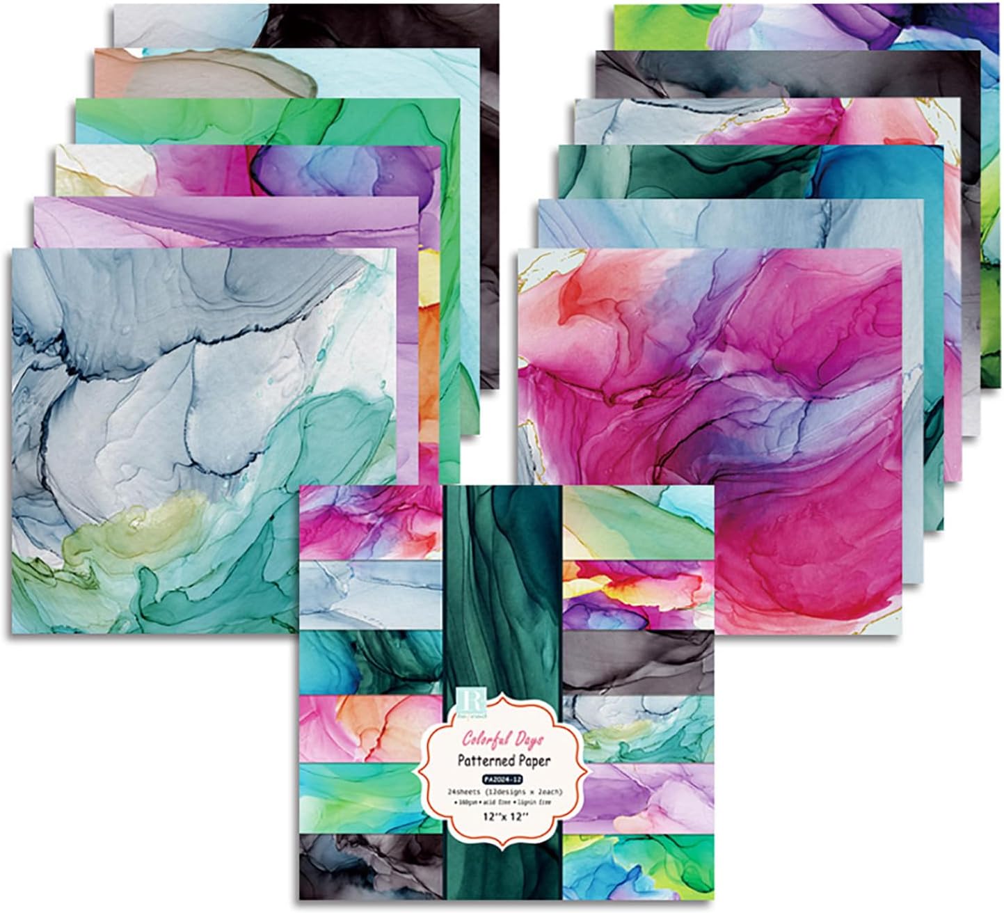 YASMEN Scrapbook Paper Pad 12x12, Marble Patterned Cardstock Paper Pads, Single-Sided Decopodge Paper, DIY Decorative Craft Paper, Scrapbooking Junk Journal Gift Card Making Supplies - 24Sheet - Crafty Corner