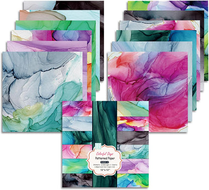 YASMEN Scrapbook Paper Pad 12x12, Marble Patterned Cardstock Paper Pads, Single-Sided Decopodge Paper, DIY Decorative Craft Paper, Scrapbooking Junk Journal Gift Card Making Supplies - 24Sheet - Crafty Corner