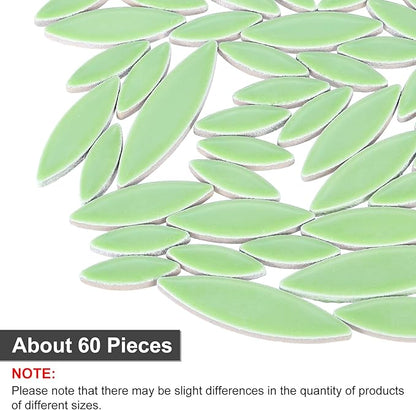 uxcell Ceramic Mosaic Tile, About 200g Teardrop Leaf Tile Mosaic Block for Handicrafts Artwork, Light Green