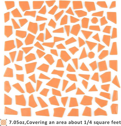 Youway Style Orange Glass Mosaic Tiles for Crafts Bulk,200g Broken Glass Pieces for DIY Fall Mosaic Art Decor,Garden Mosaic Supplies