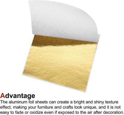 MECCANIXITY Gold Leaf Foil Sheet, Golden Leaf Papers, 3.3 x 3.1inch for Art Decoration, Sculptures, Painting, Pack of 100