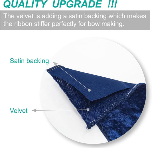 Navy Velvet Ribbon 2.5 Inch x 10 Yards for Christmas Tree Topper Home Decoration Wreath Gift Wrapping DIY Craft - Crafty Corner