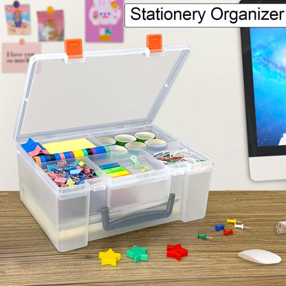 DUOFIRE Two Layers Compartment Organizer Box Plastic Organizer Box Plastic Jewelry Boxs Craft Storage Containers Storage Boxs for Accessories, Cosmetic, Toy, Jewelry Beads, Tapes (5+1 Grid)