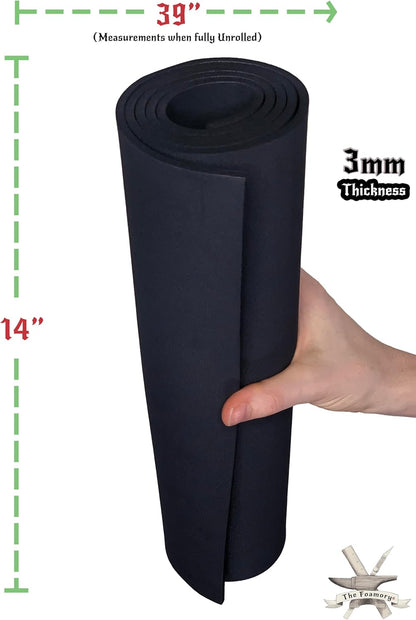 Shape Retention EVA Cosplay Foam 3mm (1mm-10mm) 14x39 inch Black or White High Density EVA Foam Sheets. Premium 85 kg/m3 Heat Shape Material for DIY Convention or Halloween Costumes by The Foamory - Crafty Corner