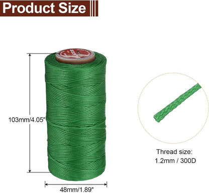 uxcell Flat Leather Sewing Waxed Thread, 140m / 153 Yards Polyester Wax String, 300D Wax Stitching Cord for Leather Crafts, Bookbinding, Bracelets Braided, Dark Green