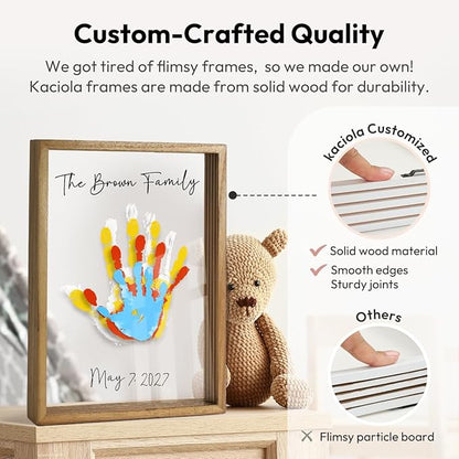 Kaciola Family Handprint Kit, DIY Newborn Keepsake Frame, Baby Hand and Footprint Kit, Unique New Baby Gift for Mothers Day Crafts Anniversary (Brown)