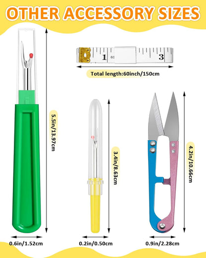 FIVEIZERO Thimble Kit– Sewing Thimbles for Hand Sewing, Metal Finger Protectors, Thimble Ring for Quilting and Embroidery, Includes Seam Ripper, Measuring Tape and Thread Snips