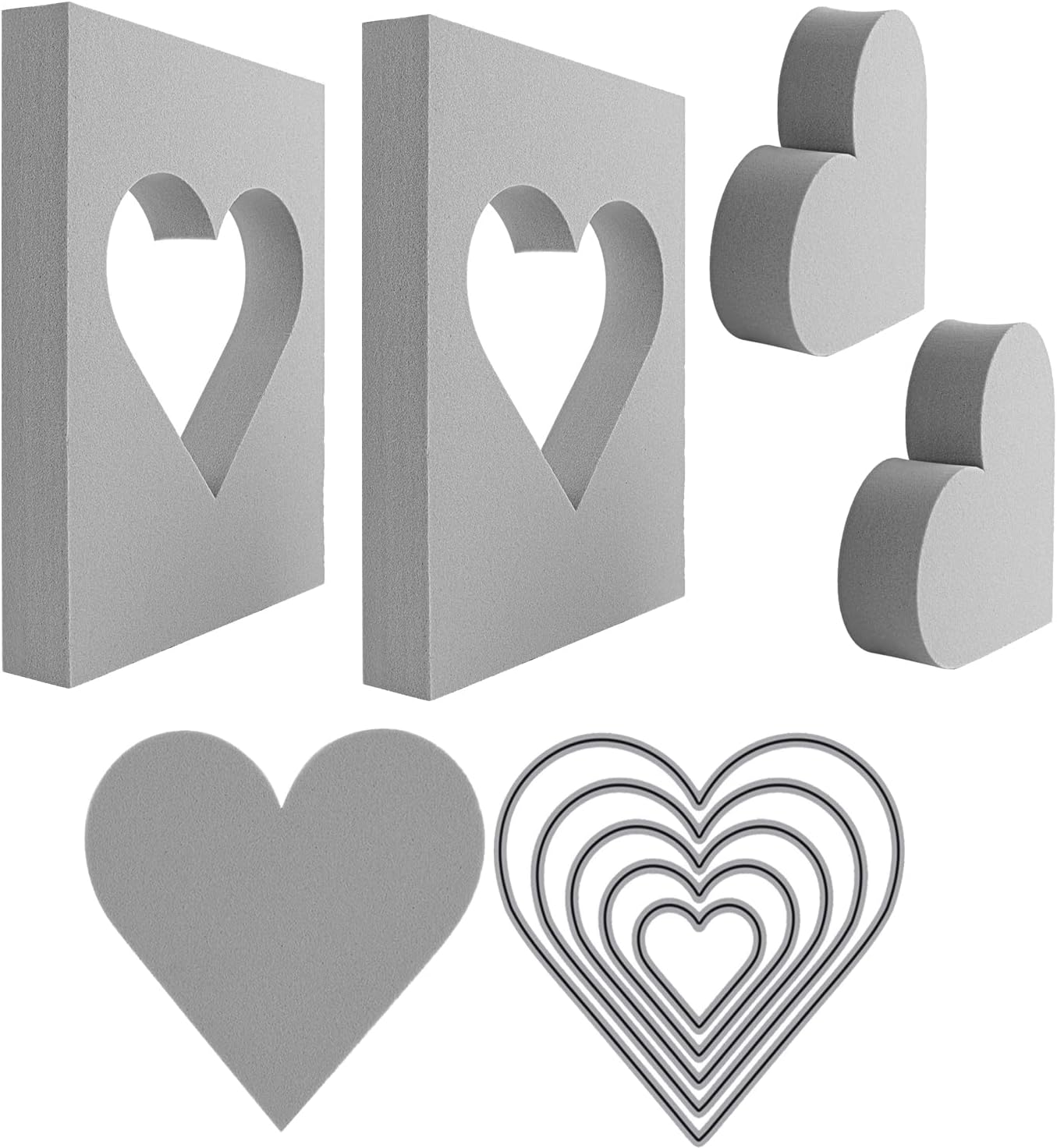 BAOFALI 9 Pcs Heart Cut Stamping Foam Grey Moldable Foam Stamps Plastic Dry Foam Stamp Pad Cut and Dry Foam Stamping Foam Block for Sculpture, Modeling, DIY Arts and Handicrafts Projects - Crafty Corner