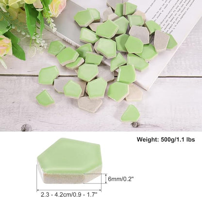 uxcell 500g/1.1LB Irregular Ceramics Mosaic Tiles, 2.3-4.2 cm Bulk Stained Ceramic Mosaic Pieces Stones Mosaic Kits for DIY Art Craft Projects Home Decor, Green