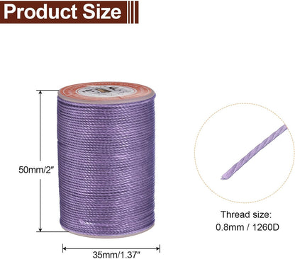 uxcell Round Leather Sewing Waxed Thread, 55m / 60 Yards Polyester Wax String, 0.80mm Wax Stitching Cord for Leather Crafts, Bookbinding, Bracelets Braided, Light Purple, 2pcs
