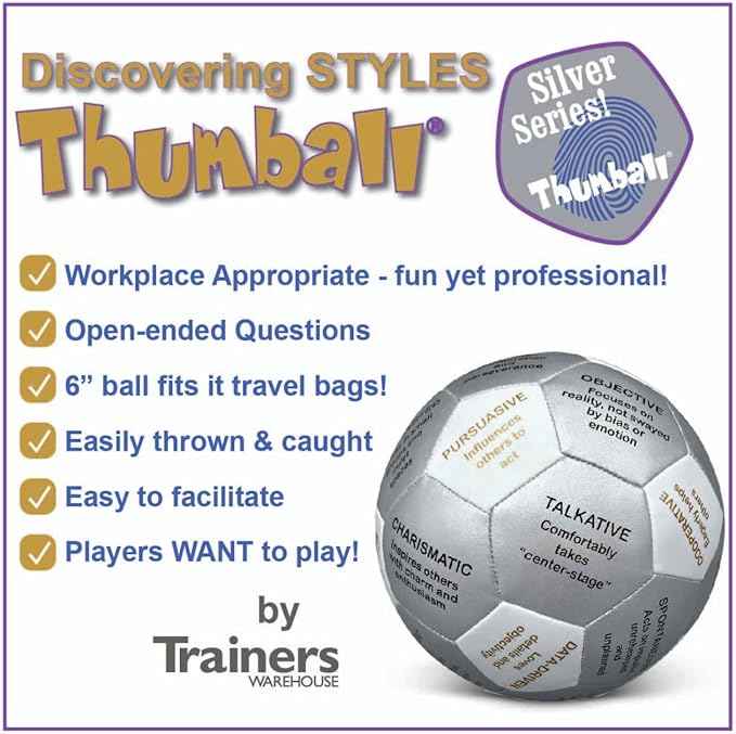 Trainers Warehouse 6" Thumball Collection, 32 Prompts for Conversation, Team Building, Relationship and Training