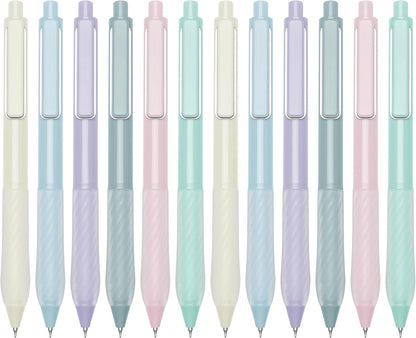 Gel Pens Black Ink Fine Point 0.5mm Retractable Cute Pen for Smooth Writing School Office Supplies (Silver 12-count)