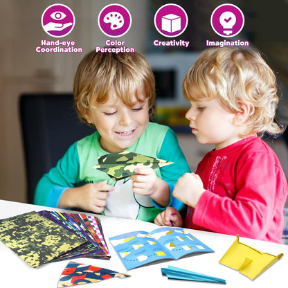 Pigipigi Kids Craft Origami Paper Kit for Kids Ages 5-8 8-12, with Guiding Book, 70 Sheets DIY Art and Crafts Supplies, Colorful Folding Papers Set Projects Gifts Activity for Boy Girl Toys(Plane) - Crafty Corner
