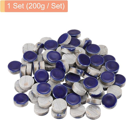 MECCANIXITY 200g Ceramic Mosaic Tiles for Crafts Bulk, Round Dark Blue Ceramic Tiles for Mosaic Kits Garden Stepping Stone Cup Mat