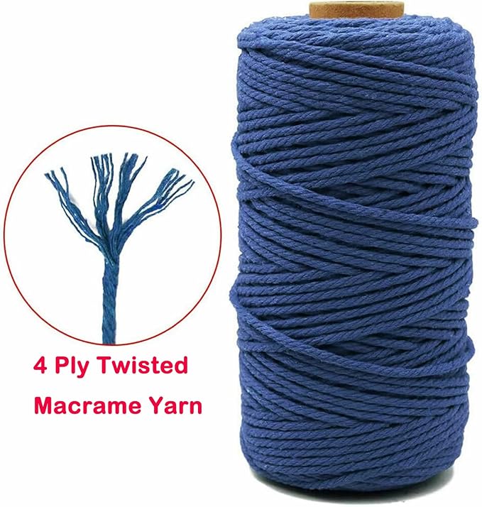 Macrame Cotton Cord 3mm x 109Yards, Yellow Natural Macrame Rope, Perfect Macrame Supplies Cotton Cord for Macrame Plant Hangers DIY Crafts (Yellow, 3mm*109Yards)