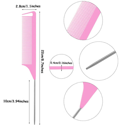 WILLBOND Magnetic Wrist Sewing Pincushion Wrist Magnetic Pin Holder Wristband Pin Cushion Holder with 3 Pcs Stainless Steel Pintail Comb Rat Tail Comb for Hair Clips Hand Sewing(Pink)