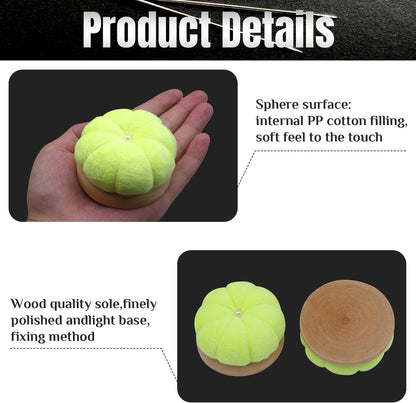 Uxney Pin Cushion,Wooden Sewing Pin Cushion Pincushion Needle Cushion for Sewing Quilting Needlework DIY Crafts(Fluorescent Yellow,2 PCS)