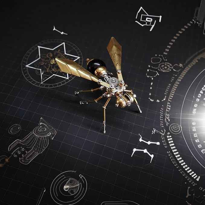 3D Metal Insect Hornet Model Kit, Steampunk Bug Mechanical 3D Puzzle Assembly,DIY Pprojects Metal Building Hobby Kits,Making Kit Arts and Crafts Cool for Birthday(Hornet)