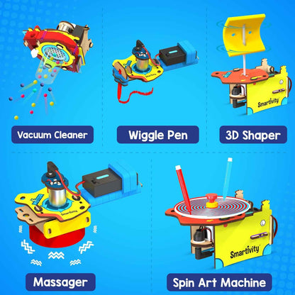 Smartivity 10-in-1 Motor-Powered Gadgets Kit for Kids Ages 6, 7, 8, 9, 10, 11, 12 Years Old Boys & Girls | Build 10+ Cool Electronics Projects | Christmas, Birthday Gift for Smart Kids | DIY STEM Toys