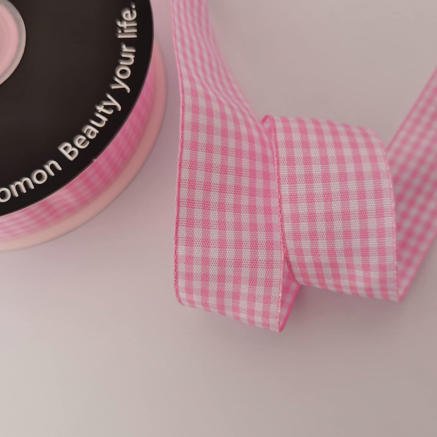 Pink and White Gingham Ribbon - 25 Yards Each Roll - 100% Polyester (1", Pink) - Crafty Corner
