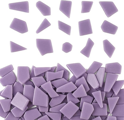 Youway Style Purple Glass Mosaic Tiles for Crafts Bulk,200g Broken Glass Pieces for DIY Mosaic Art Decor,Garden Mosaic Supplies