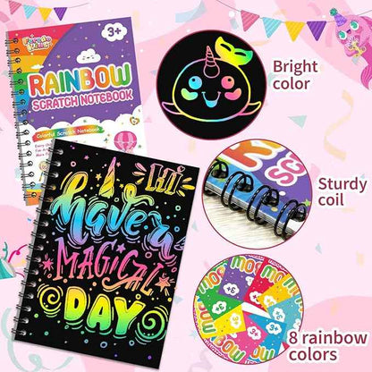 Scratch Art Party Favors for Kids 8-12: 24 Pack Rainbow Scratch Art Notebook, Easter Basket Stuffers, Coloring Books Goodie Bags Stuffers for Kid, Bulk Classroom Birthday Gifts for Student