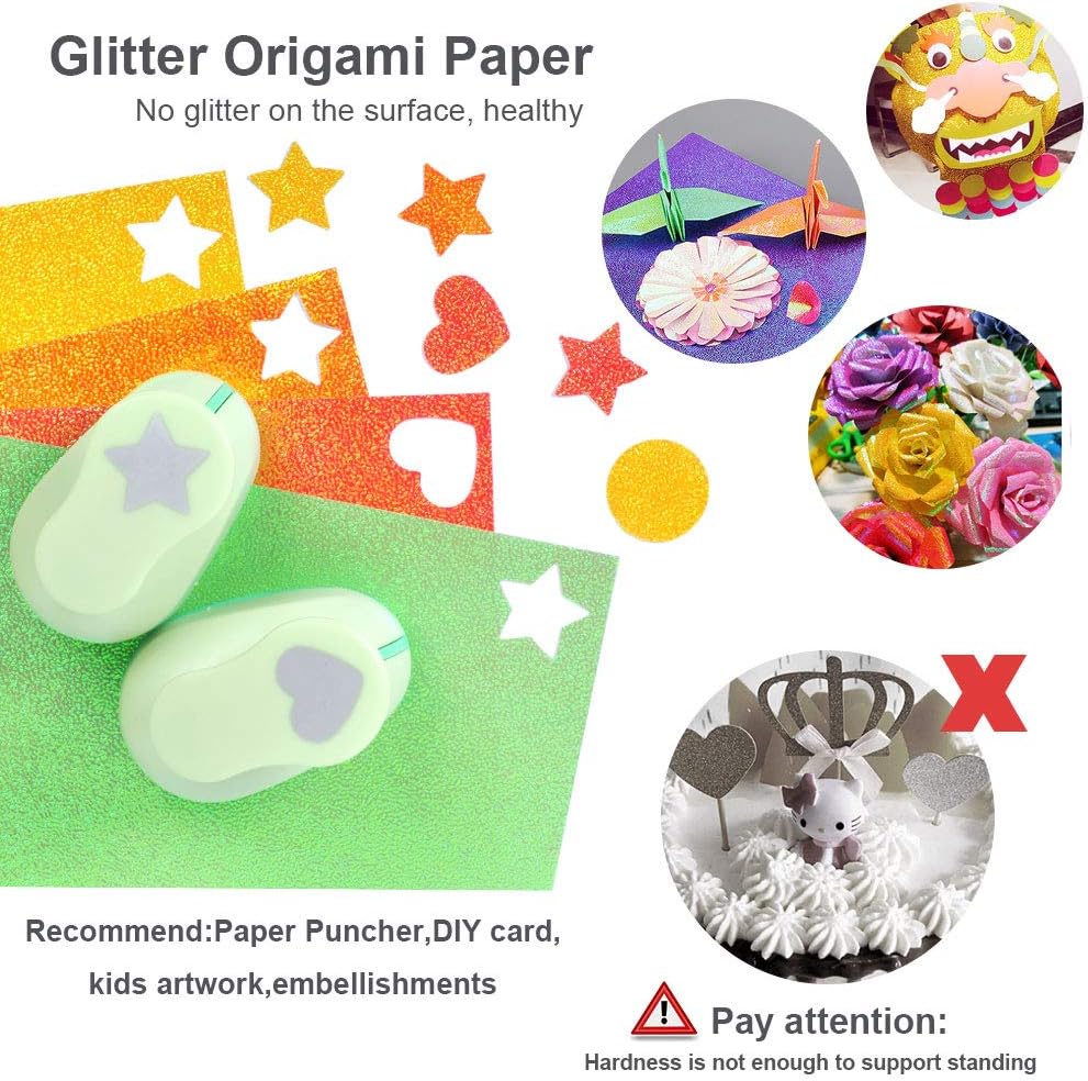 UCEC 50 Sheet Shiny Origami Paper 10 Colors Square Iridescent Origami Paper, Decoration Glitter Square Folding Papers for Kids Arts & Crafts Projects - Crafty Corner