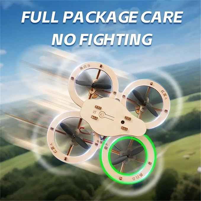 DIY Wooden Building Blocks Flying,DIY Wooden Drone Model Assembled Kit,Remote Control Aircraft Training Mini Creative Quadcopter,Creative Aircraft Models for Kids and Adults