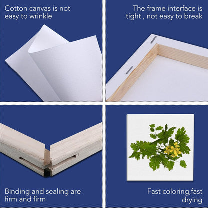 ESRICH Mini Stretched Canvas 12 Pack 4x4inch, 2/5''Profile Art Primed Canvases for Painting, 100% Cotton Small Professional Stretched Canvas for Kids and Art Supplies,for Acrylics,Oils&Other Painting.