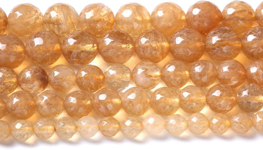 45pcs 8mm Natural Faceted Tea Watermenlon Jade Stone Beads for Jewelry Making Energy Healing Beads DIY Bracelet Necklace Accessories 15" (8mm, Faceted Tea Yellow Jade)
