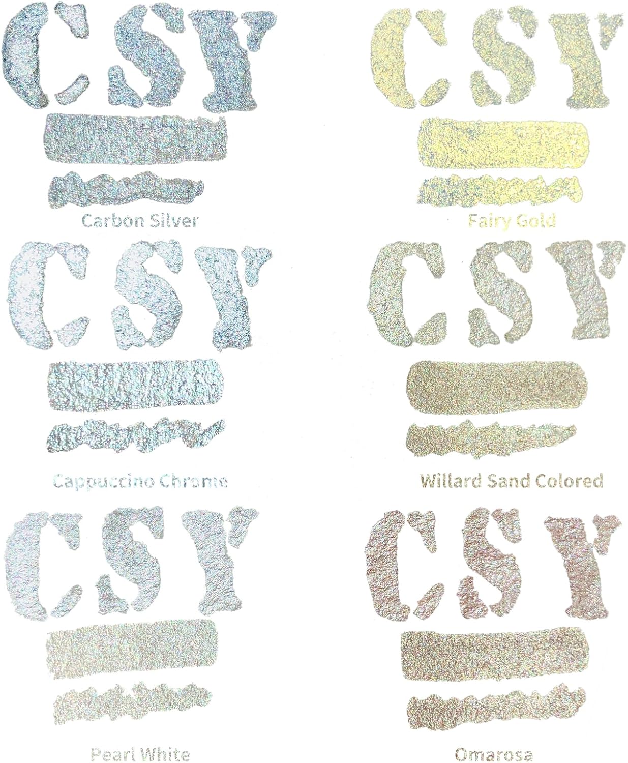CSY art gallery Metallic -Pearlescent-Glitter Acrylic Ink -Shining Calligraphy Paint -Silver, Rose Gold Rich Pigments Perfect for Artists, Canvas, Rocks, Wood, Fabric, Ceramic (Galaxy Starlight Set) - Crafty Corner