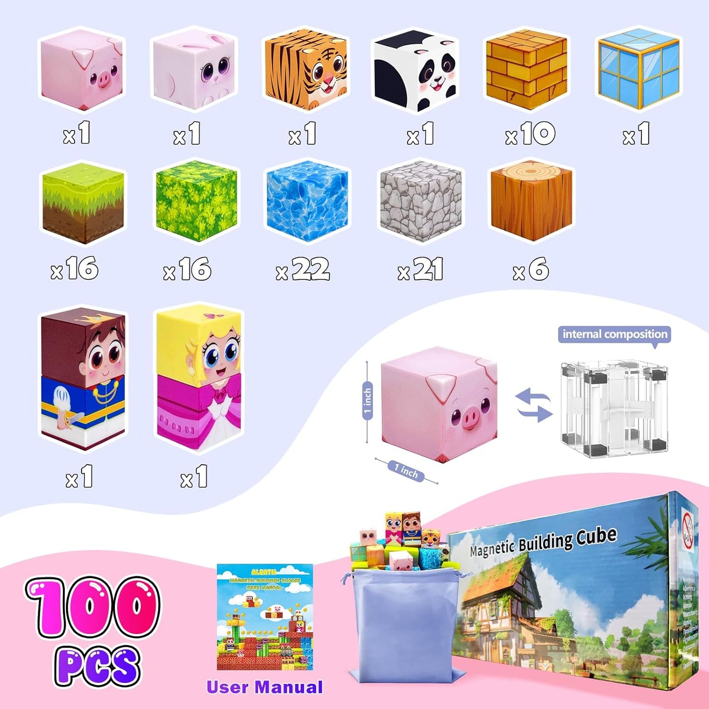 100PCS Magnetic Building Blocks for Kids: 1" Magnetic Cubes, Magnet Building Blocks for Kids Ages 8-12, Pixy Blocks STEM Toys for Boys & Girls,Christmas Birthday Gifts for Toddler Ages 3+ - Crafty Corner