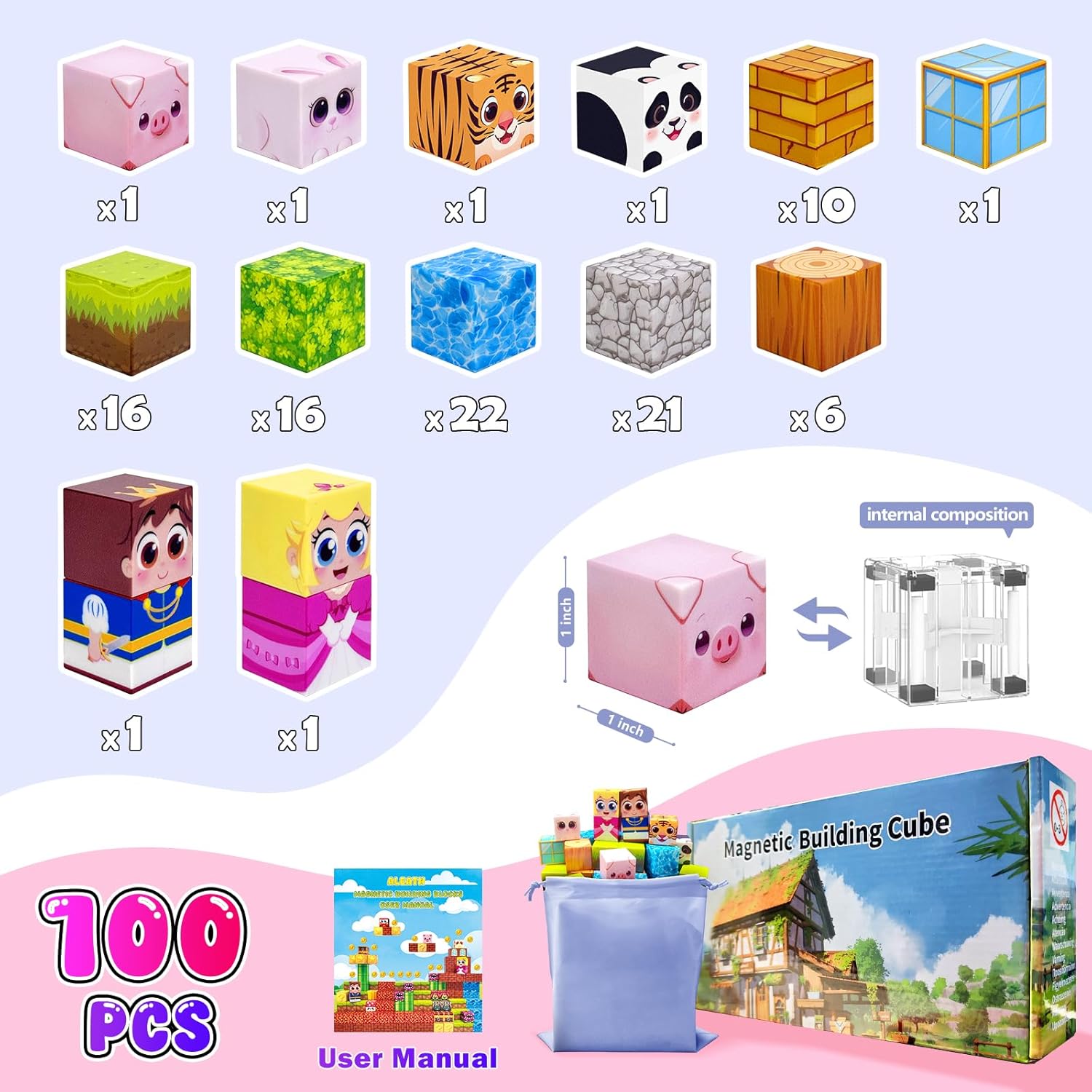 100PCS Magnetic Building Blocks for Kids: 1" Magnetic Cubes, Magnet Building Blocks for Kids Ages 8-12, Pixy Blocks STEM Toys for Boys & Girls,Christmas Birthday Gifts for Toddler Ages 3+ - Crafty Corner