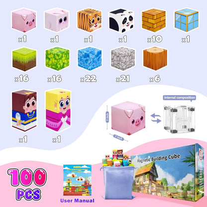 100PCS Magnetic Building Blocks for Kids: 1" Magnetic Cubes, Magnet Building Blocks for Kids Ages 8-12, Pixy Blocks STEM Toys for Boys & Girls,Christmas Birthday Gifts for Toddler Ages 3+ - Crafty Corner