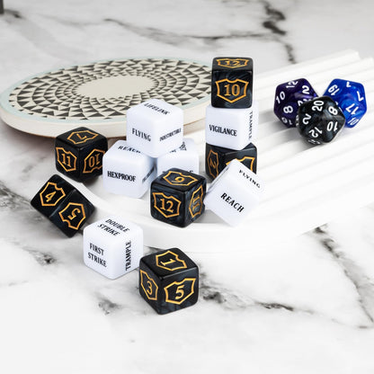 63 PCS Abilities Keyword Magic Counter Dice MTG Counters Dice Set Life Buff Tokens D6 Dice Compatible with MTG, TCG, Card Gaming Accessories