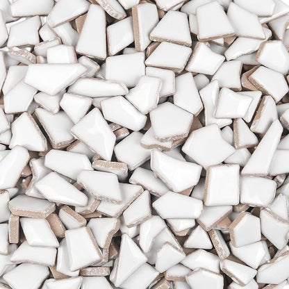 Artspac Ceramic Mosaic Tiles for Crafts Bulk, 454g White Irregular Mosaic Tiles for Mosaic Craft Supplies, Garden Art Decor