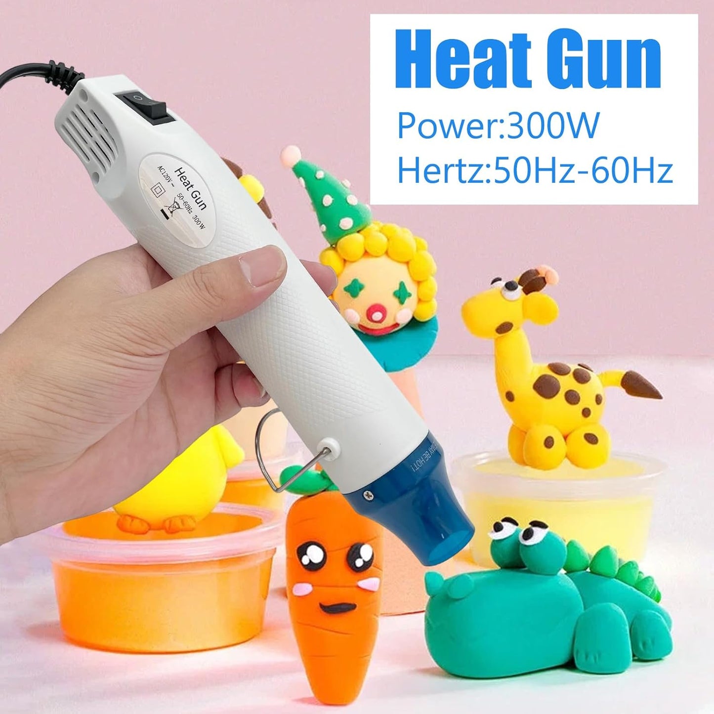 Mini Heat Gun, Portable Hot Air Gun Tool for DIY Crafts Heat Shrink Gun for Epoxy Resin, Embossing, Shrinking Wrapping Drying Paint Removing Stickers (White) - Crafty Corner