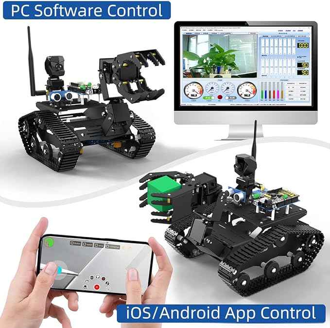 Robotic Car with 720P Camera, Arduino MEGA2560 Compatible Control Board, All-Metal Chassis for Robotics Development, Programming Practice, STEM Education Gift for Adults & Teens